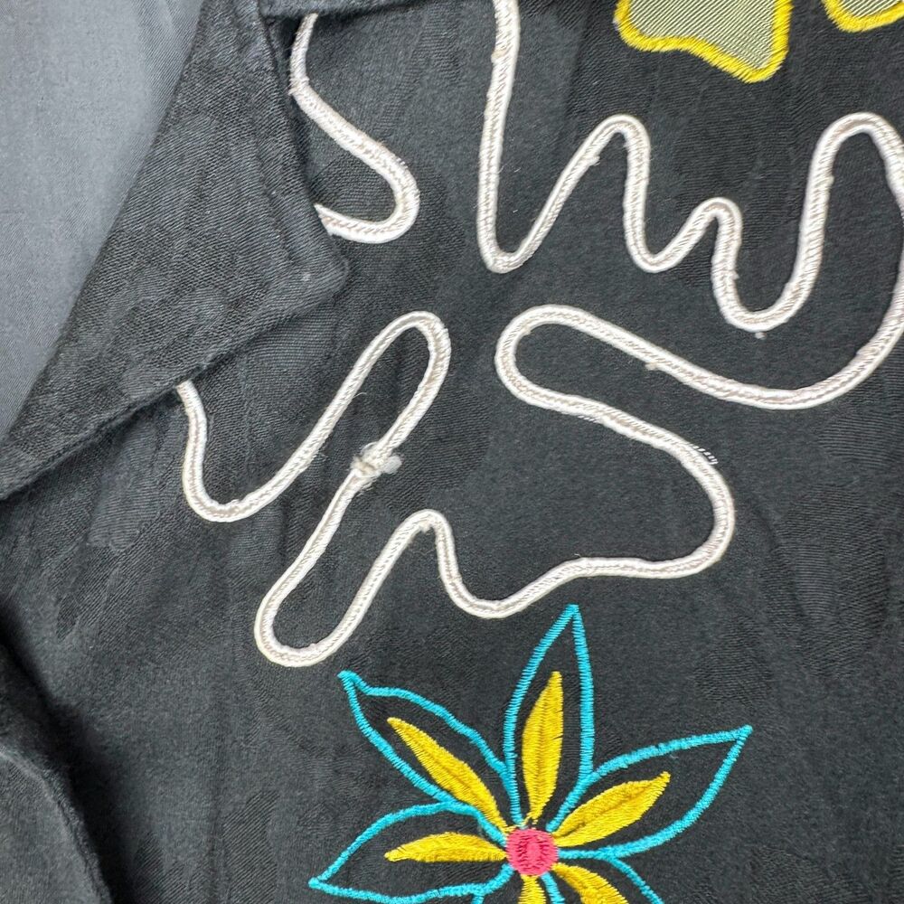 Indigo Moon Black contrast floral print Jacket embroidered funky design - Picture 7 of 13